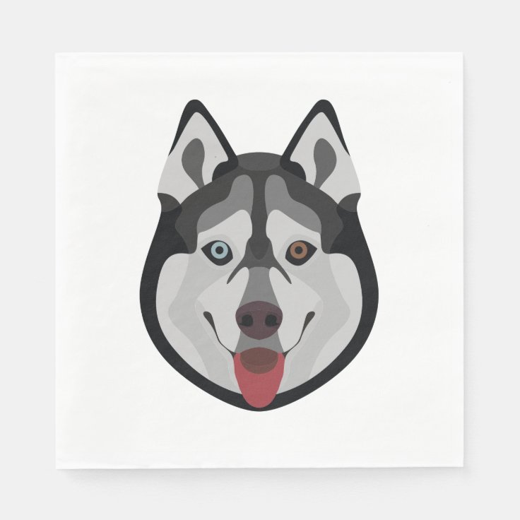 Illustration dogs face Siberian Husky Paper Napkins Zazzle