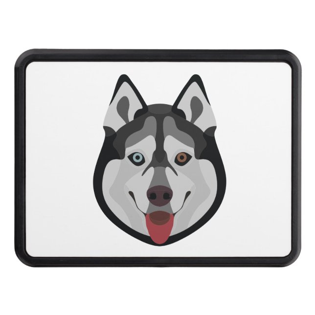 Illustration dogs face Siberian Husky Tow Hitch Cover (Front)