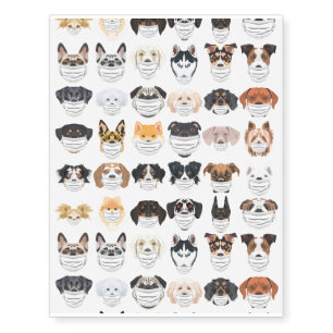 Illustration Dogs with respirator set Temporary Tattoos