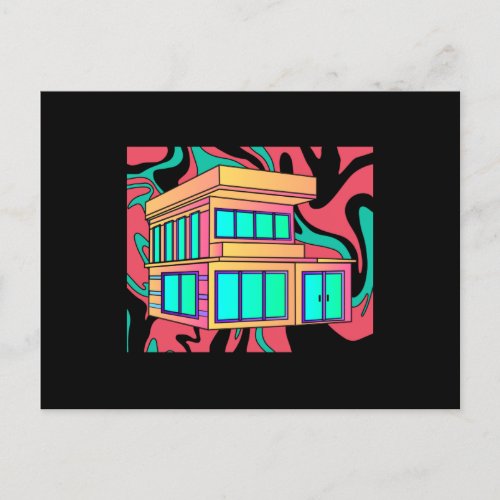 Illustration Dream House Villa Color Effects Postcard