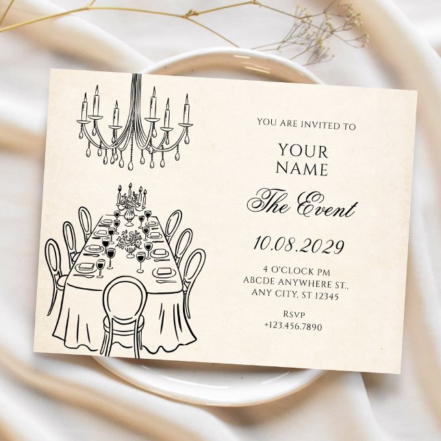 Illustration Elegant dinner table  Invitation (Creator Uploaded)