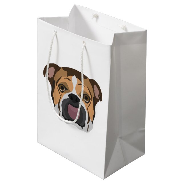 Illustration English Bulldog Medium Gift Bag (Front Angled)