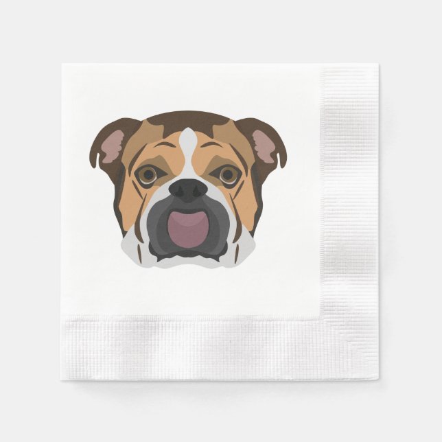 Illustration English Bulldog Paper Napkins (Front)