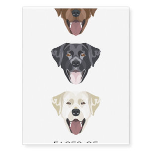Illustration Faces of Labrador Retriever Temporary Tattoos