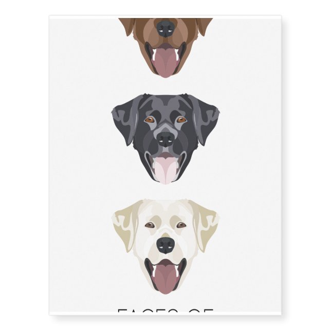 Illustration Faces of Labrador Retriever Temporary Tattoos (Front)