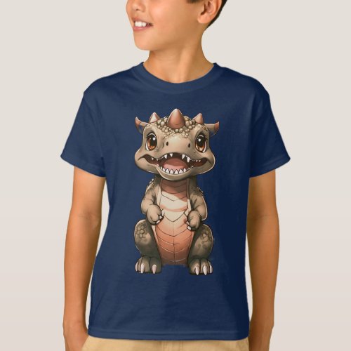 illustration features cute animated baby dinosaur T_Shirt