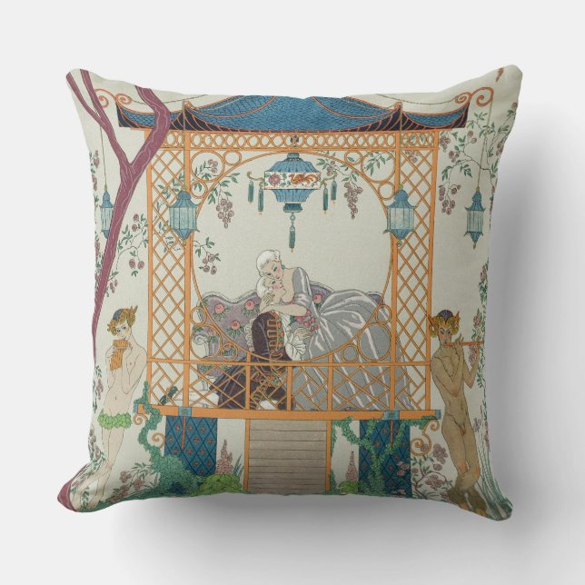 Illustration for 'Fetes Galantes' by Paul Verlaine Throw Pillow (Front)