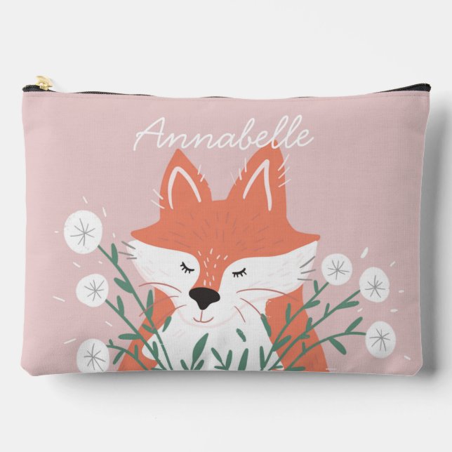 Illustration Fox Smelling Flowers Personalised Accessory Pouch (Front)