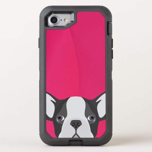 Illustration French Bulldog with pink background OtterBox Defender iPhone SE87 Case