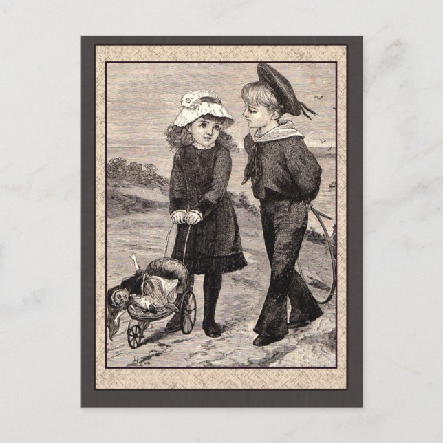 Illustration from Child's Antique Primer Postcard (Front)