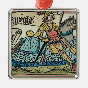 Illustration from 'The Canterbury Tales' Metal Ornament