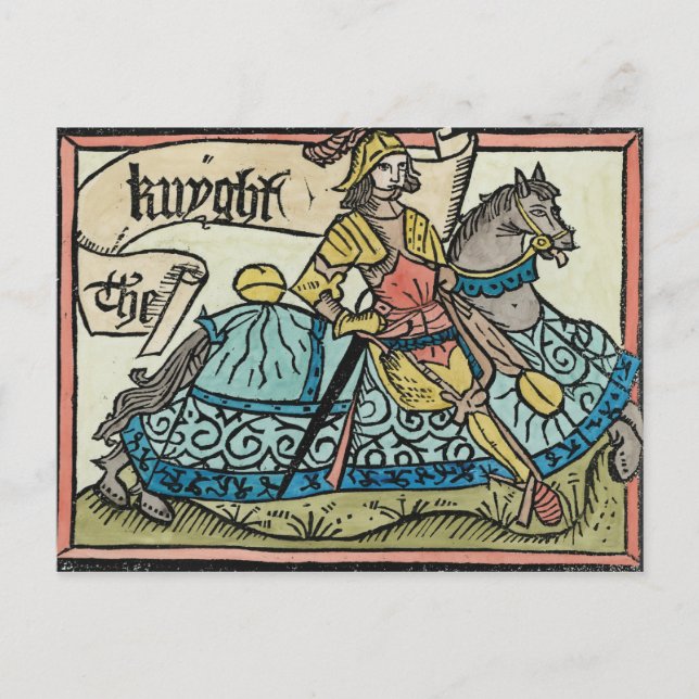 Illustration from 'The Canterbury Tales' Postcard (Front)