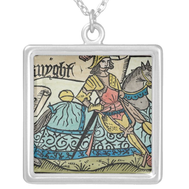 Illustration from 'The Canterbury Tales' Silver Plated Necklace (Front)