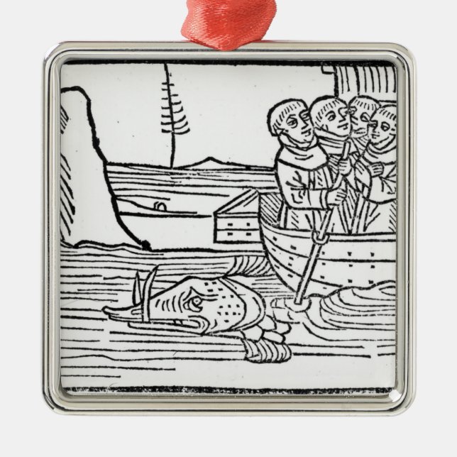 Illustration from 'The Voyage of St. Brendan' Metal Ornament (Front)