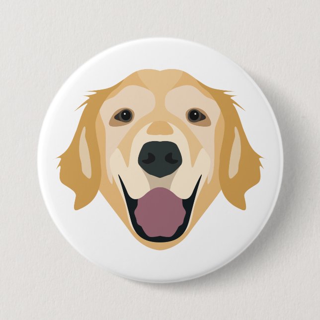 Illustration Golden Retriever Pinback Button (Front)