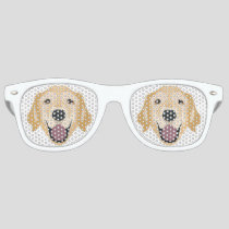 Illustration Golden Retriever Retro Sunglasses