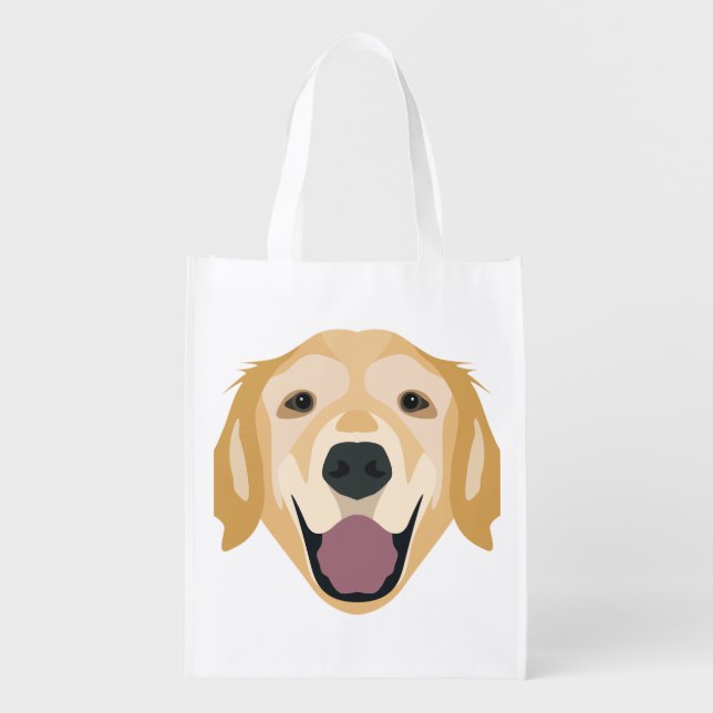Illustration Golden Retriever Reusable Grocery Bag (Front)