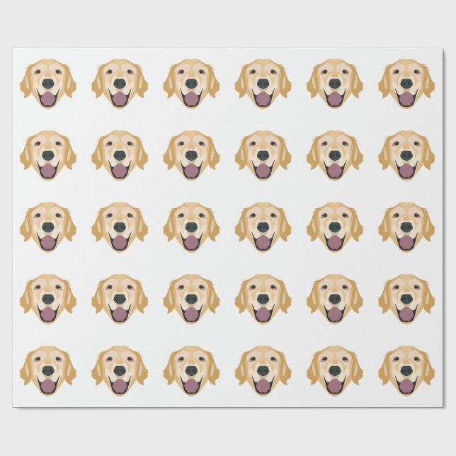 Illustration Golden Retriever Wrapping Paper (Flat)