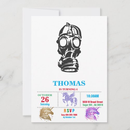 illustration hand drawn of sketch Gas mask Invitation