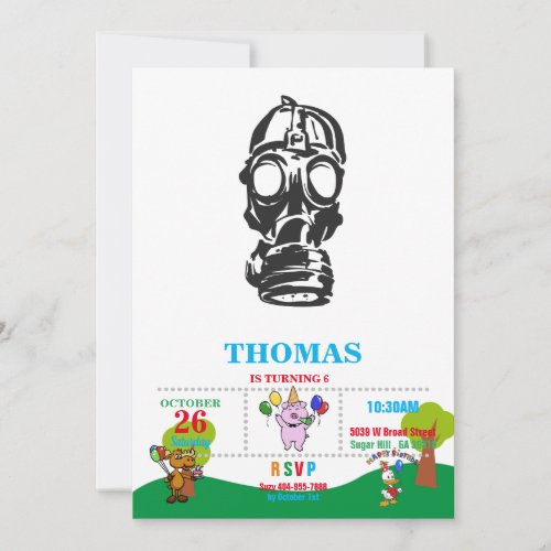 illustration hand drawn of sketch Gas mask Invitation