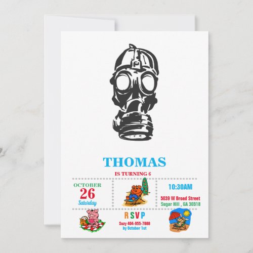 illustration hand drawn of sketch Gas mask Invitation