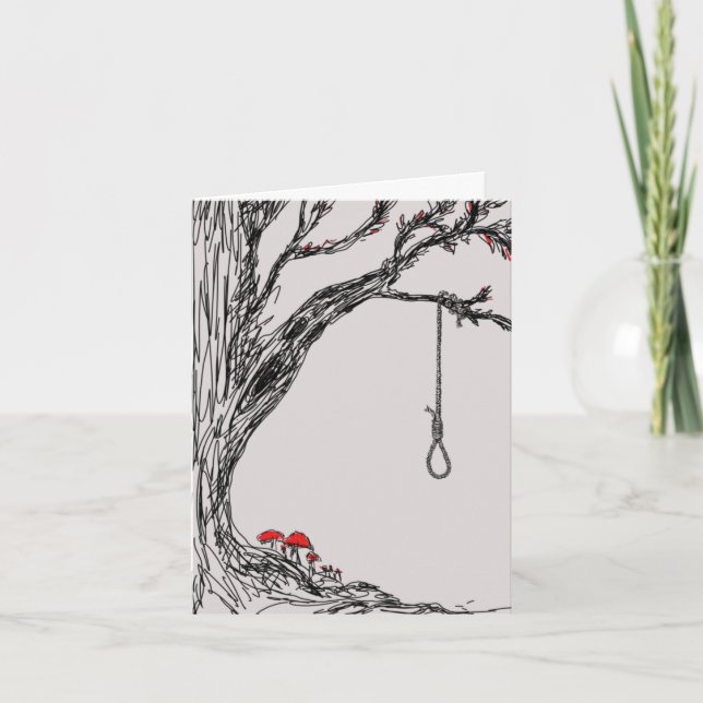 Illustration hangman's noose & mushrooms  card (Front)