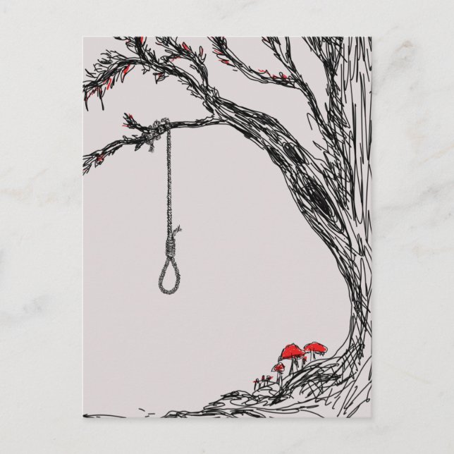 Illustration hangman's noose & mushrooms  postcard (Front)