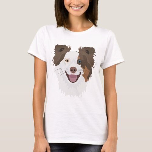 Illustration happy dogs face Border Collie T_Shirt