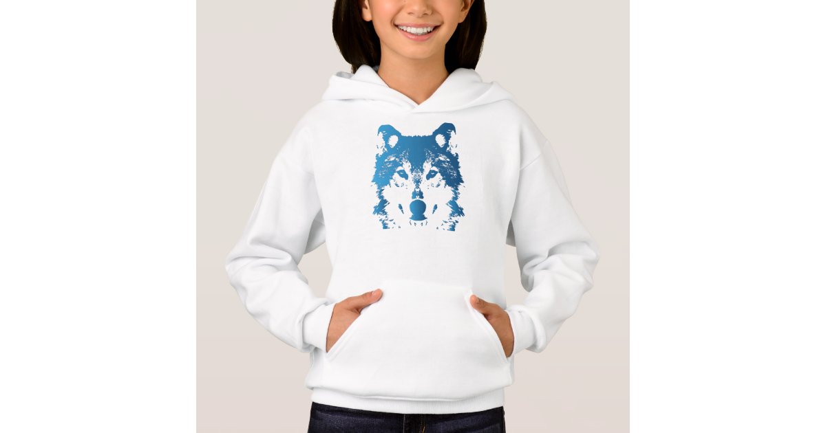 Illustration Ice Blue Wolf Hoodie | Zazzle
