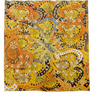 Illustration in yellow, orange and brown colors. I Shower Curtain