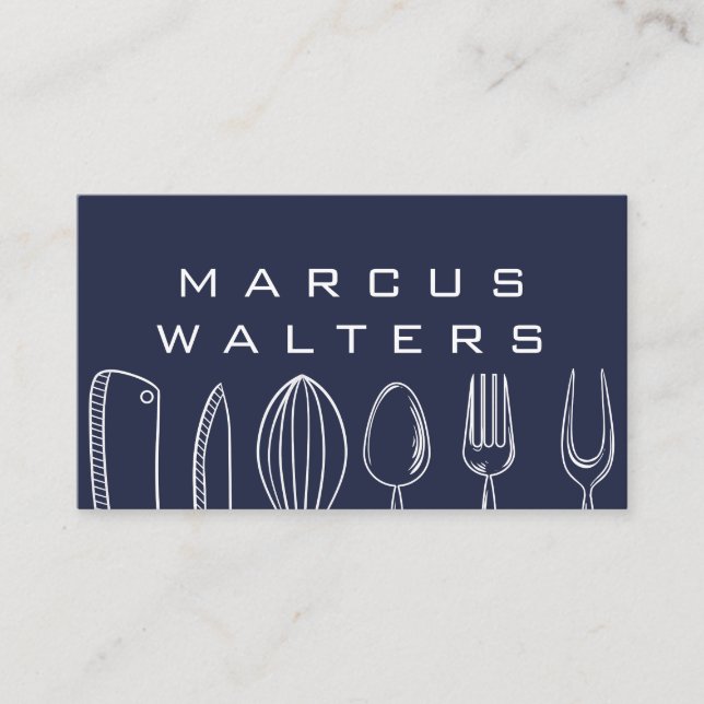 Illustration Kitchenware Blue Background Business Card (Front)