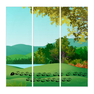 Illustration Landscape Triptych Wall Art