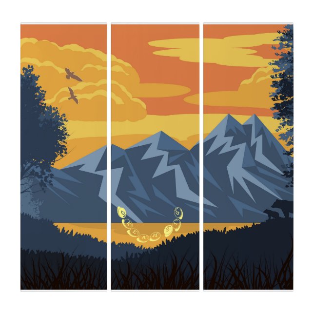 Illustration Landscape Triptych Wall Art (Front)