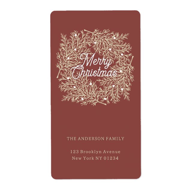 illustration leaves abeto red Christmas crown Label (Front)