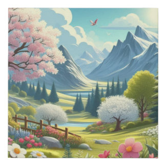 Illustration Nature Landscape Faux Canvas Print