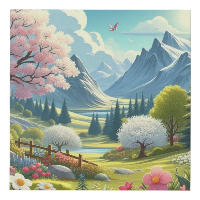 Illustration Nature Landscape Faux Canvas Print (Front)