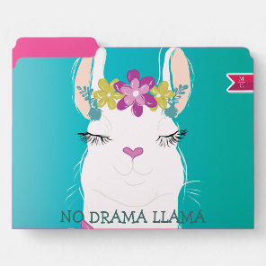 Illustration No Drama Llama Monogram File Folder