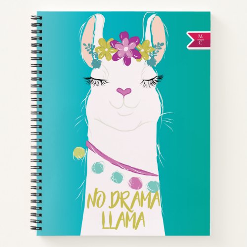 Illustration No Drama Llama Monogram Notebook