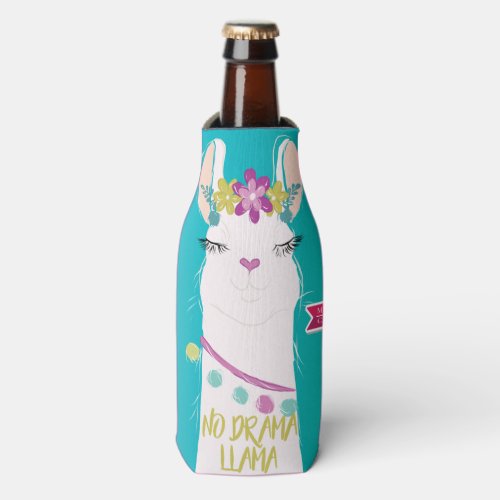 Illustration No Drama Llama with Monogram Bottle Cooler