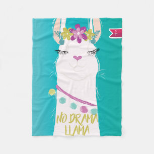 Illustration No Drama Llama with Monogram Fleece Blanket