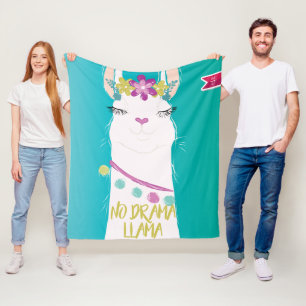 Illustration No Drama Llama with Monogram Fleece Blanket
