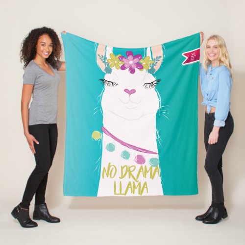 Illustration No Drama Llama with Monogram Fleece Blanket