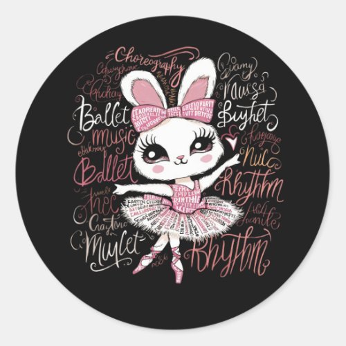 Illustration of a ballerina bunnys hairstyle wear classic round sticker