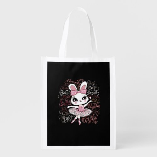 Illustration of a ballerina bunnys hairstyle wear grocery bag
