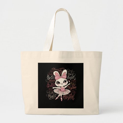 Illustration of a ballerina bunnys hairstyle wear large tote bag