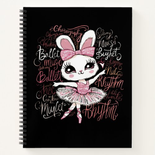 Illustration of a ballerina bunnys hairstyle wear notebook