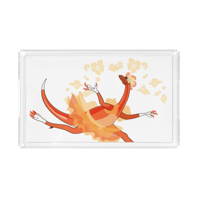 Illustration Of A Ballerina Dancing Raptor. 2 Acrylic Tray (Front)