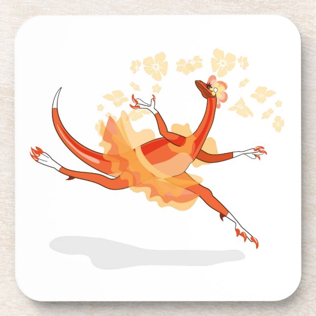 Illustration Of A Ballerina Dancing Raptor. 2 Beverage Coaster (Front)