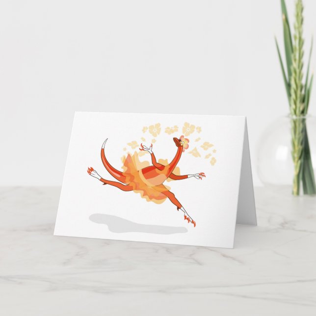 Illustration Of A Ballerina Dancing Raptor. 2 Card (Front)
