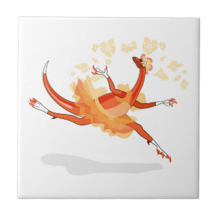 Illustration Of A Ballerina Dancing Raptor. 2 Ceramic Tile